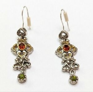 Crystal Earrings With Ornate Heart Detail